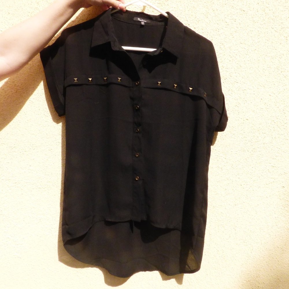 Cute Black Womens' Button Down Top